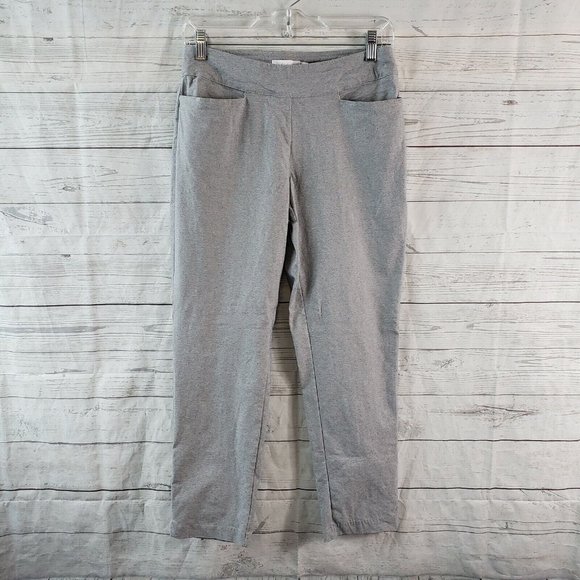Lady Hagan Womens Cropped Pull On Pants Sz 6 Gray Black Micro Dot Mid Rise - Picture 1 of 7